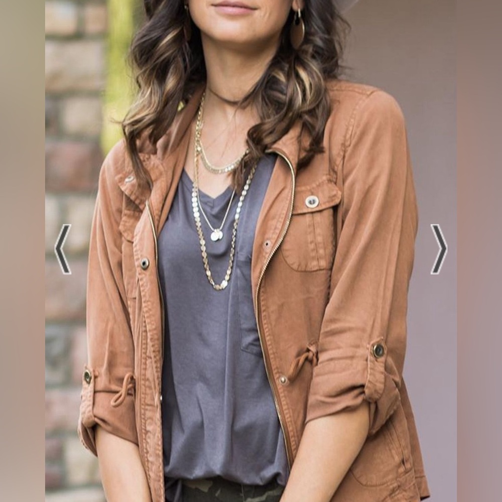 Washed Tencel Cargo Jacket in whiskey